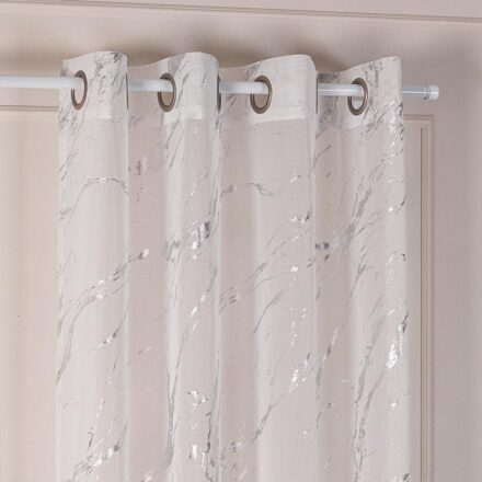 Marma srebrna firana gotowa na przelotkach z ołowianką 140cmx250cm