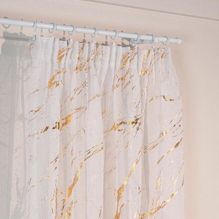 Marma złota firana gotowa na taśmie z ołowianką 140cm x250cm