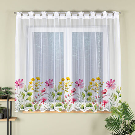 Kwiatowa łąka firanka żakardowa gotowa na prosto 300x170