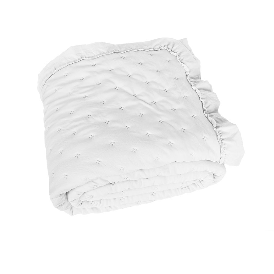 Narzuta WERONA dekoracyjna z falbaną 200x220cm kol biały - obrazek 4