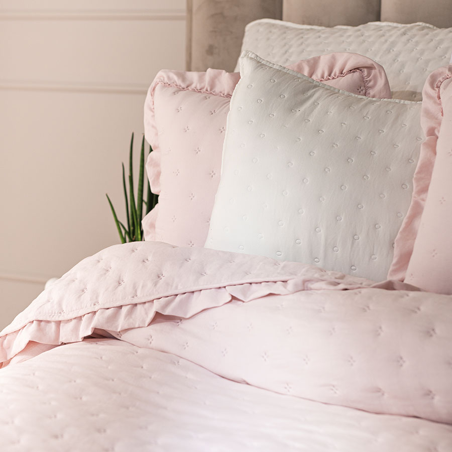 Narzuta WERONA dekoracyjna z falbaną 170x210cm kol różowy - obrazek 3