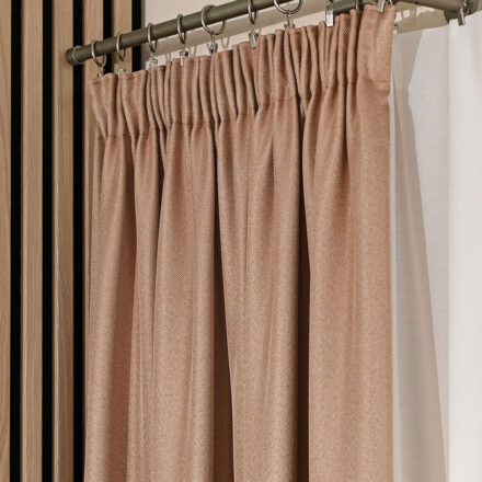 Jodełka zasłona gotowa na taśmie 140cmx250cm ciemny beżowy