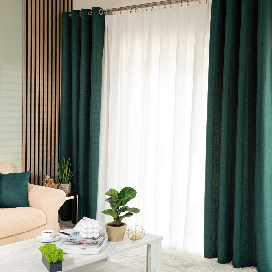 Jodełka zasłona gotowa na przelotkach 140cmx250cm butelkowa zieleń - obrazek 2