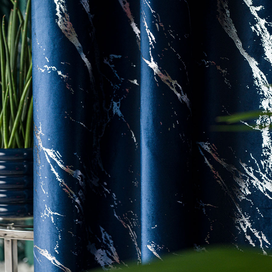 Marma zasłona gotowa na przelotkach 140cmx250cm granatowy - obrazek 2