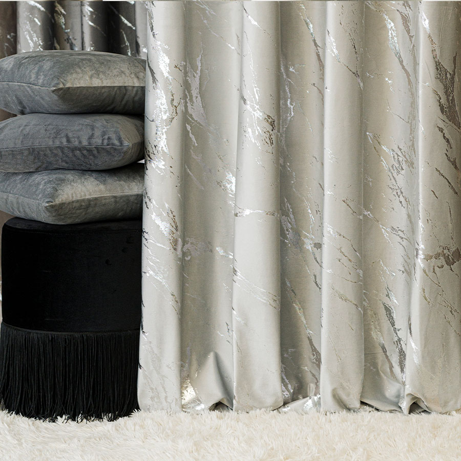 Marma zasłona gotowa na przelotkach 140cmx250cm pastelowy szary - obrazek 3