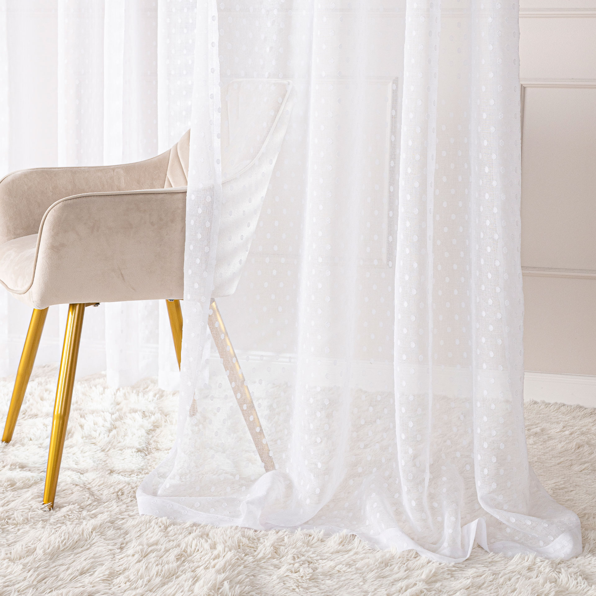 Kropka firana gotowa na taśmie 140cm x250cm - obrazek 2