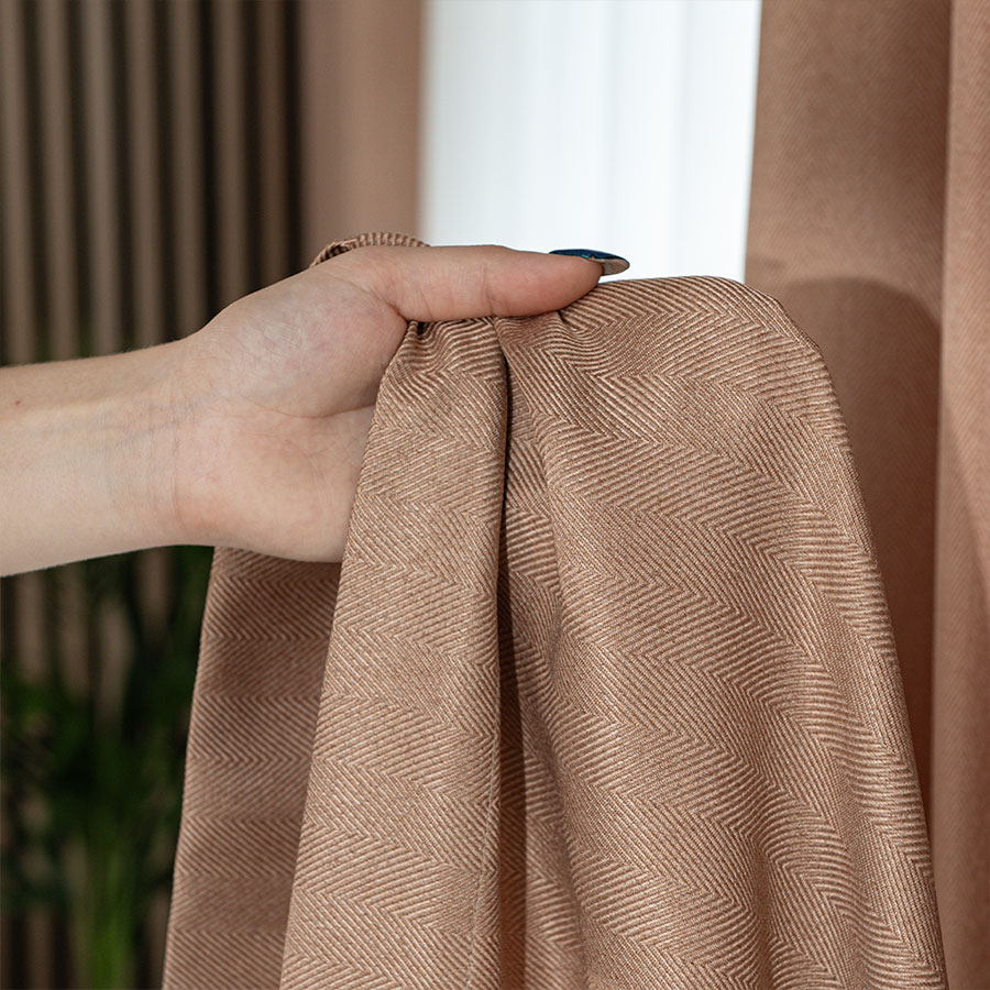 Jodełka zasłona gotowa na przelotkach 140cmx250cm ciemny beżowy - obrazek 6