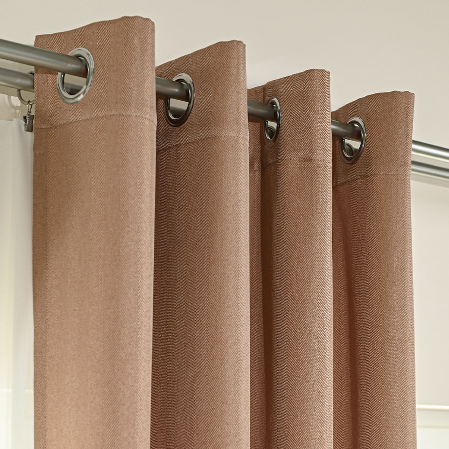 Jodełka zasłona gotowa na przelotkach 140cmx250cm ciemny beżowy - obrazek 7