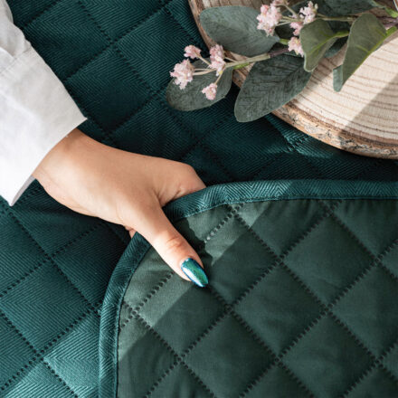 Narzuta JODEŁKA dekoracyjna 170x210cm kol butelkowa zieleń