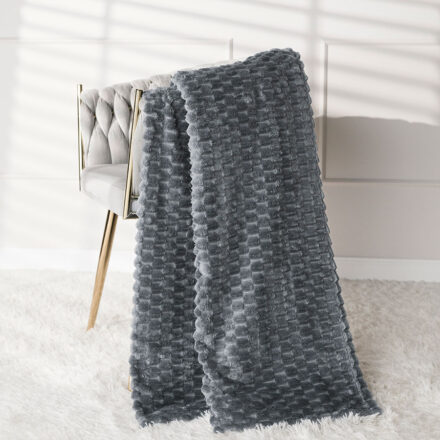 Koc MIKOS dekoracyjny 160x200cm kol ciemny szary