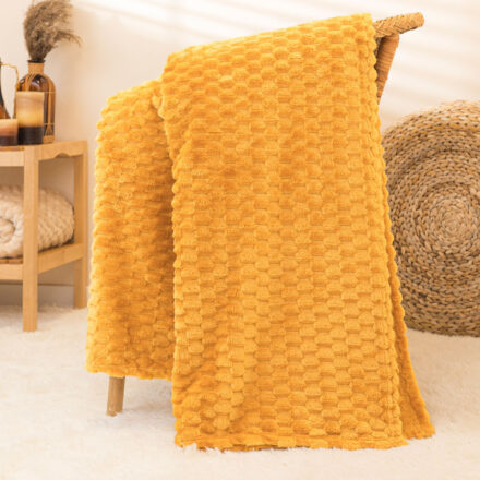 Koc MIKOS dekoracyjny 160x200cm kol żółty musztardowy