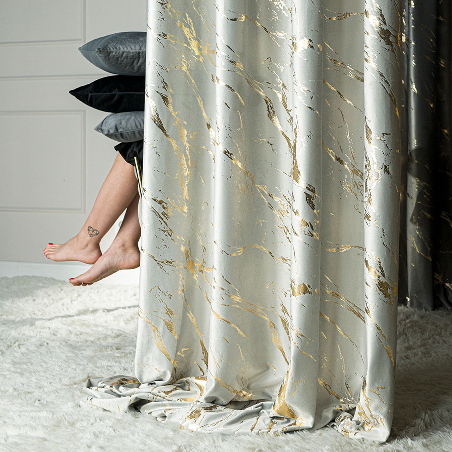 Marma zasłona gotowa na przelotkach 140cmx250cm pastelowy szary - obrazek 4