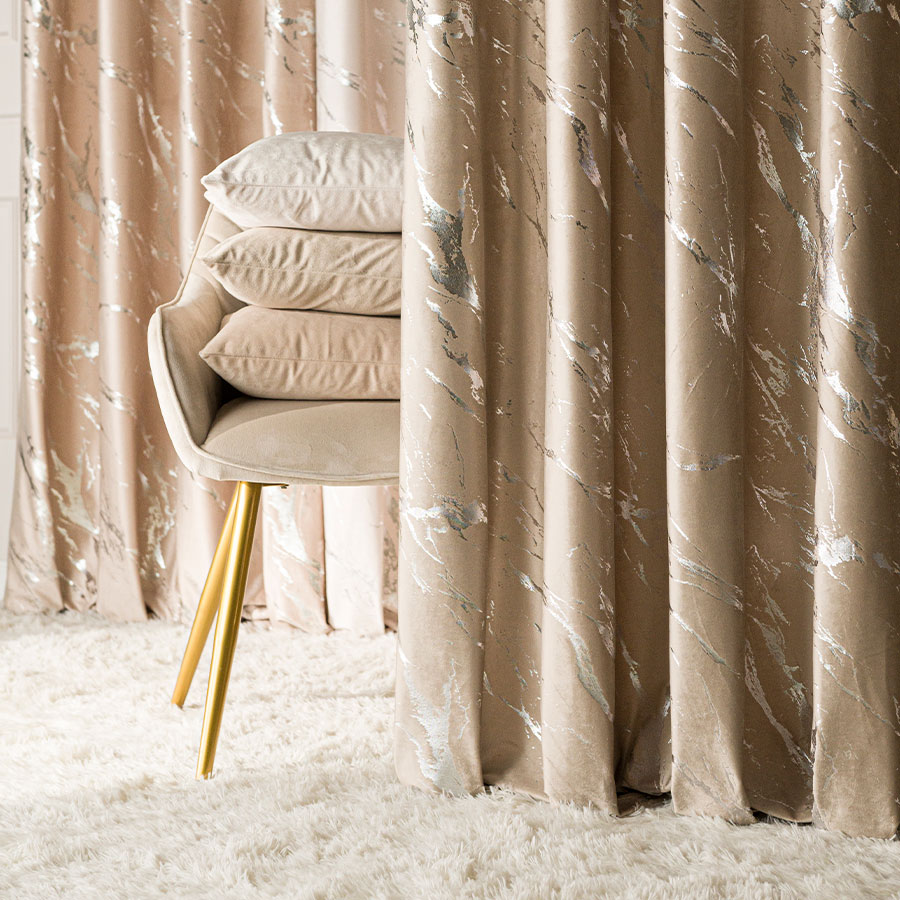 Marma zasłona gotowa na przelotkach 140cmx250cm ciemny beżowy - obrazek 3