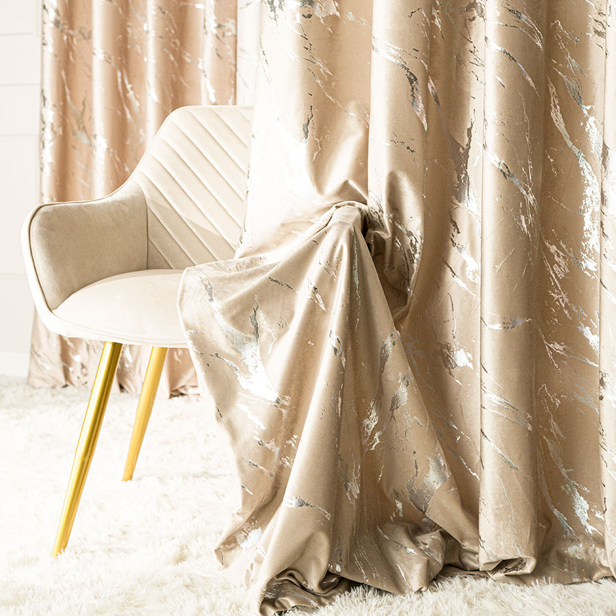 Marma zasłona gotowa na przelotkach 140cmx250cm ciemny beżowy - obrazek 4