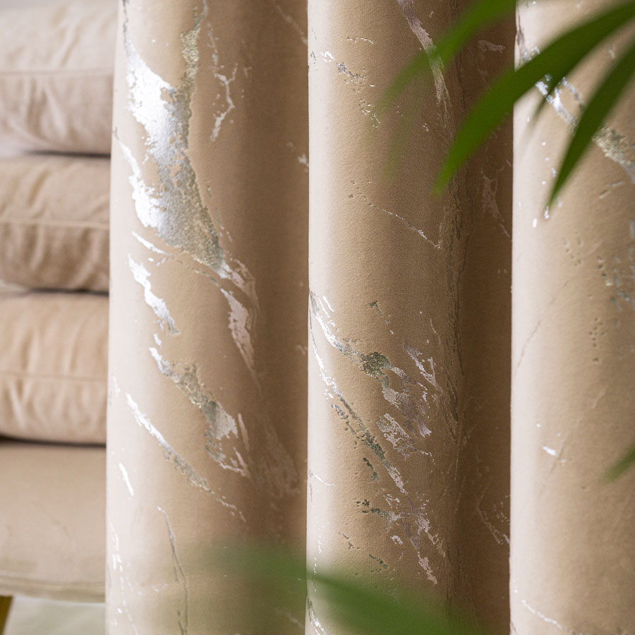 Marma zasłona gotowa na przelotkach 140cmx250cm ciemny beżowy - obrazek 6