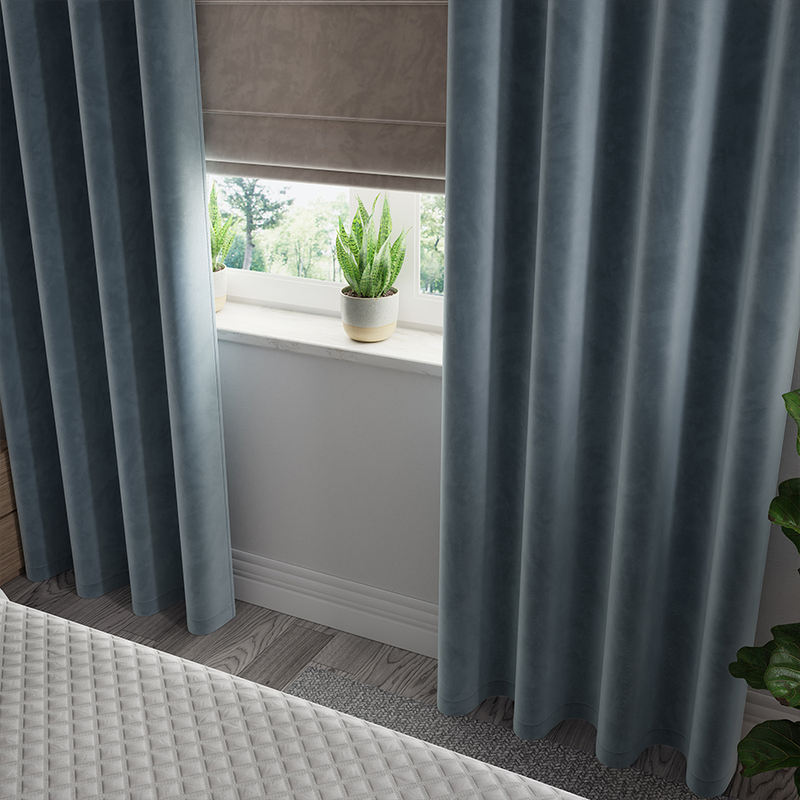 Velvi zasłona gotowa na przelotkach 140cmx260cm niebieski - obrazek 4