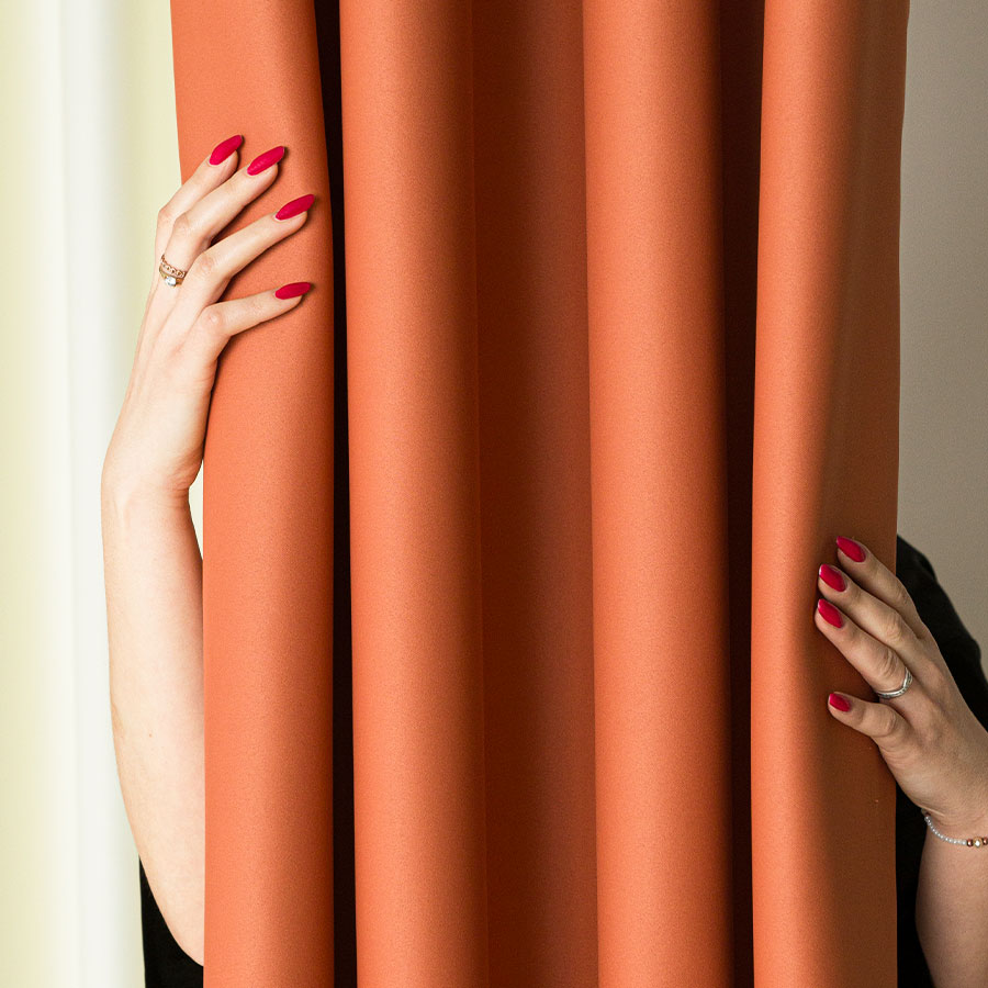 Dona zasłona gotowa na przelotkach 140cmx250cm ciemny pomarańczowy - obrazek 2