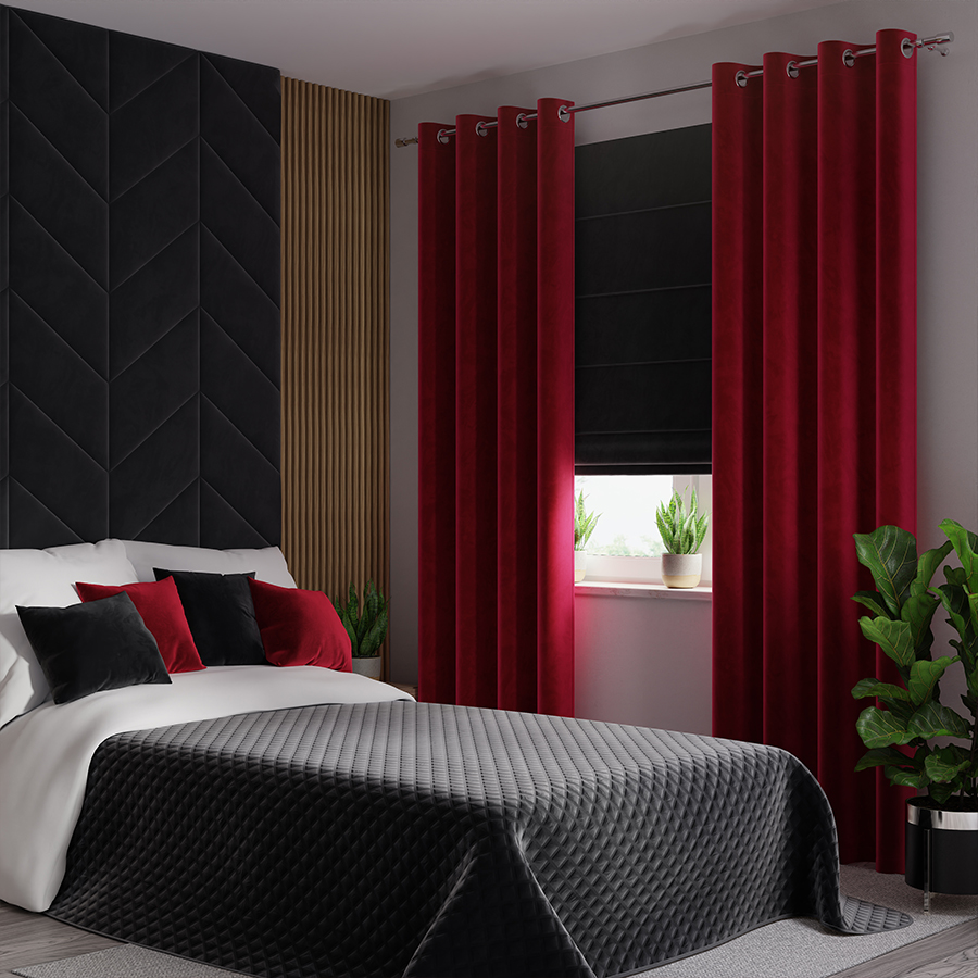 Velvi zasłona gotowa na przelotkach 140cmx250cm czerwony - obrazek 2