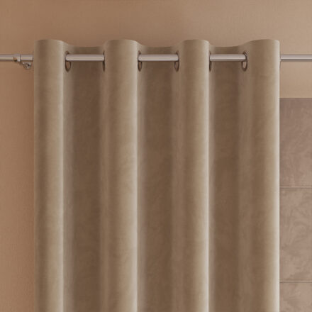 Velvi zasłona gotowa na przelotkach 140cmx160cm ciemny beżowy