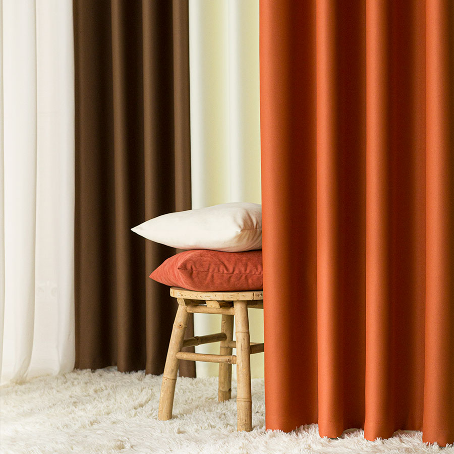Dona zasłona gotowa na przelotkach 140cmx250cm ciemny pomarańczowy - obrazek 4