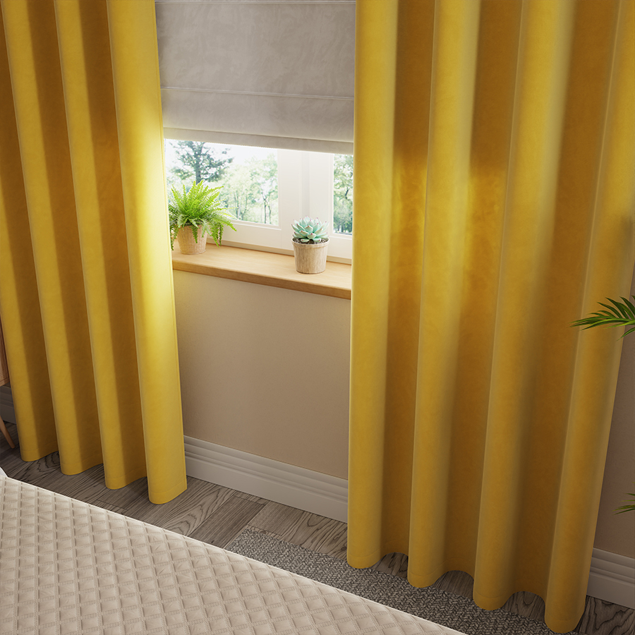 Velvi zasłona gotowa na przelotkach 140cmx250cm zółty - obrazek 4