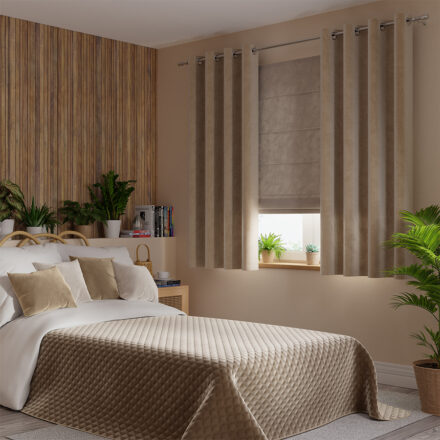 Velvi zasłona gotowa na przelotkach 140cmx160cm ciemny beżowy