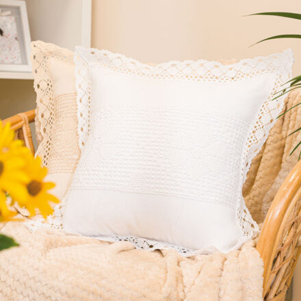 Poszewka RACHELA z ażurem 40x40cm kol biały