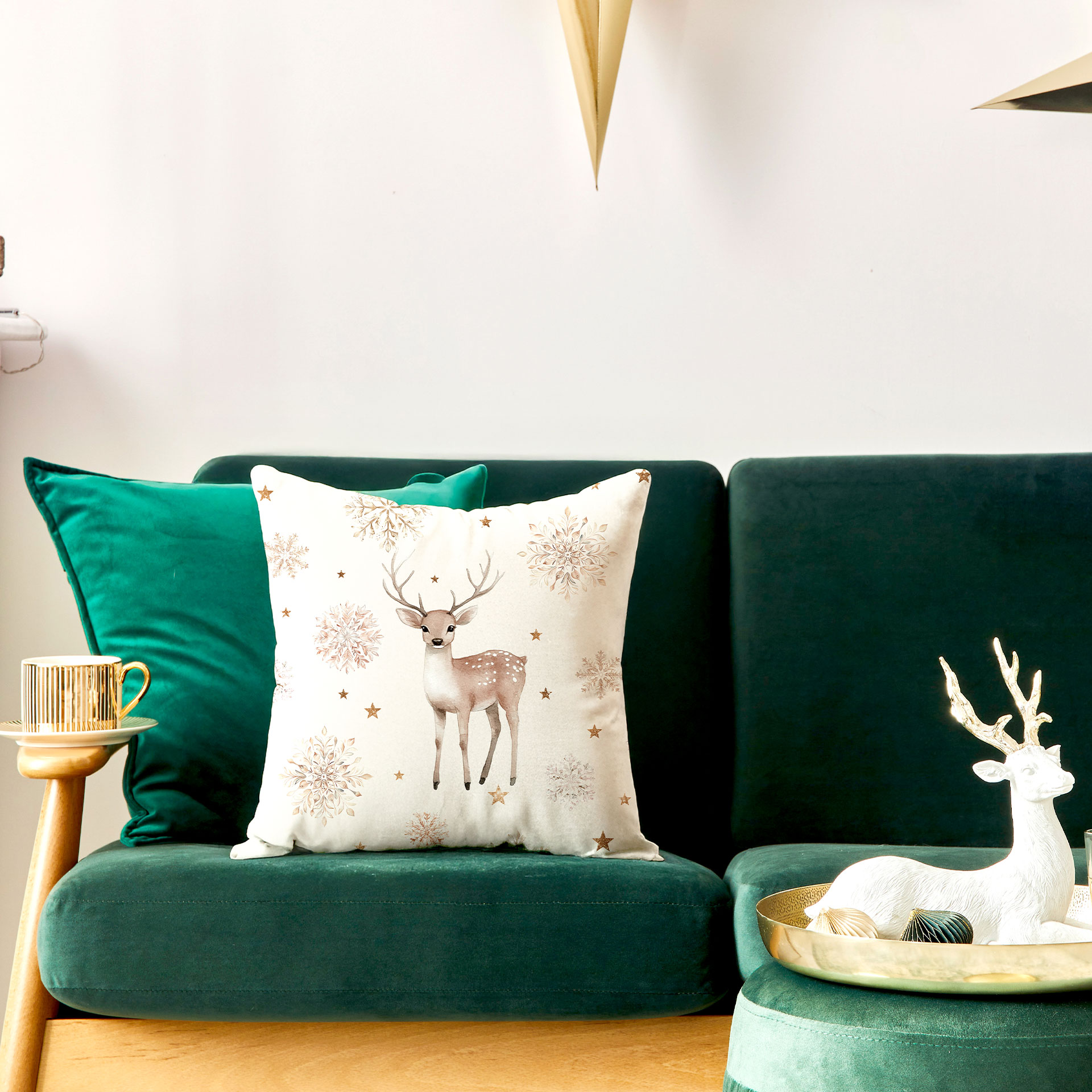 Poszewka JELONKI ZIMOWA OPOWIEŚĆ dekoracyjna 40x40cm - obrazek 2