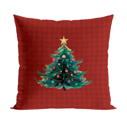 Poszewka KRATA Z CHOINKĄ BAJKOWE ŚWIĘTA dekoracyjna 40x40cm
