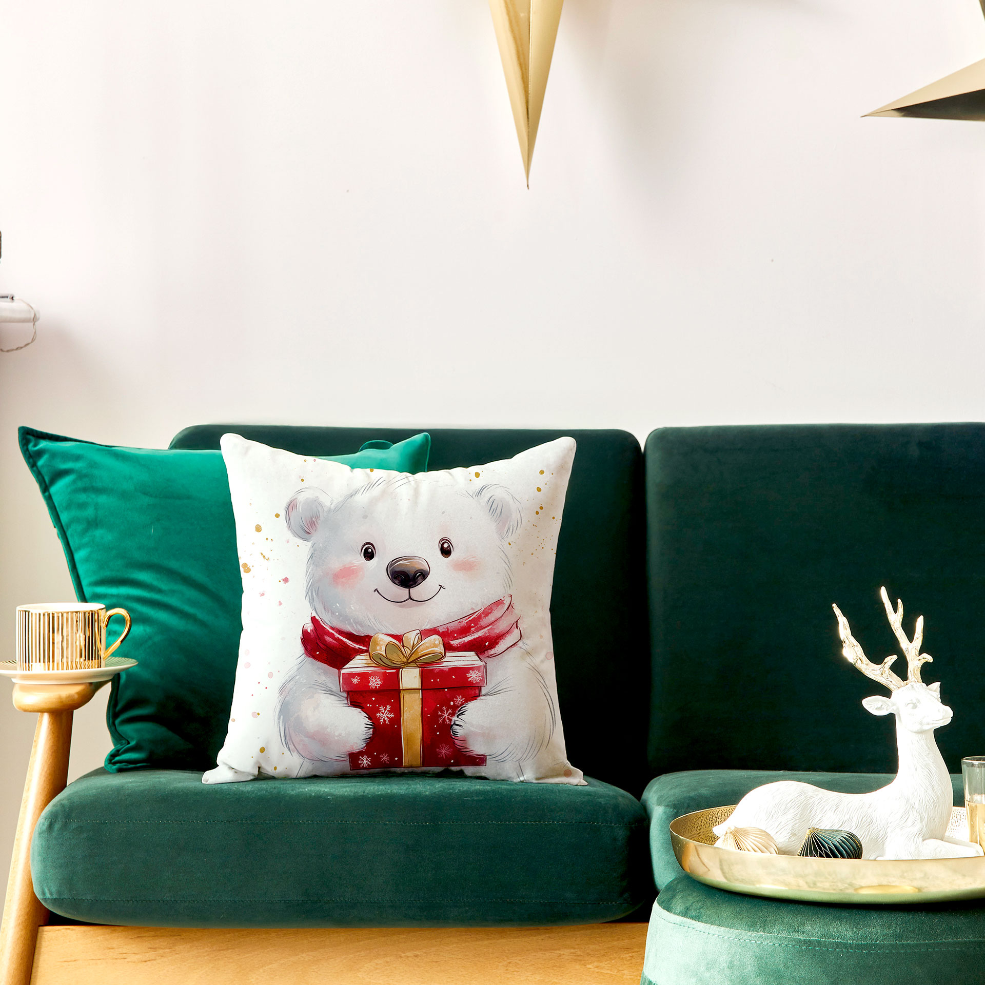 Poszewka MISIEK BAJKOWE ŚWIĘTA dekoracyjna 40x40cm - obrazek 3