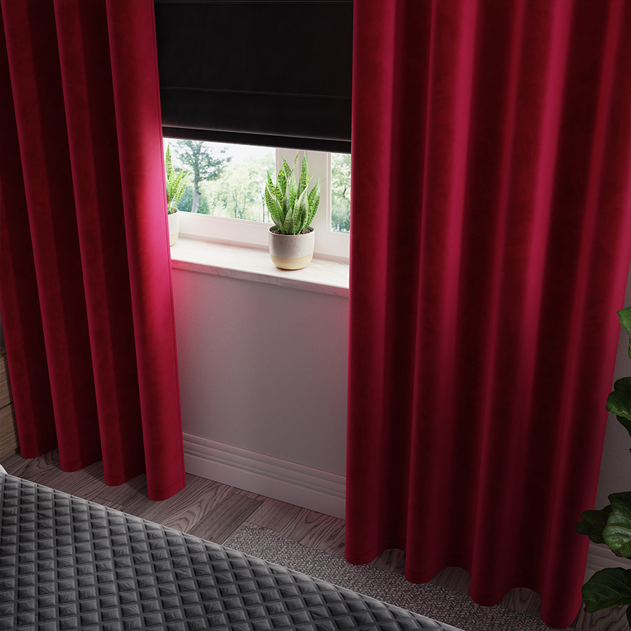Velvi zasłona gotowa na przelotkach 140cmx250cm czerwony - obrazek 5