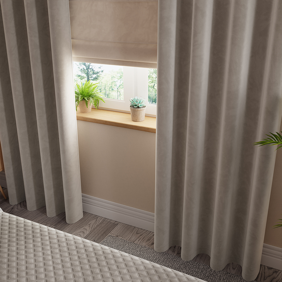 Velvi zasłona gotowa na przelotkach 140cmx250cm szaro-beżowy - obrazek 4