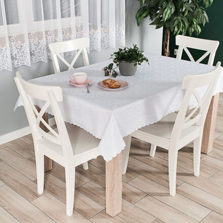 Obrus Flora wodoodporny 130x160cm kol biały