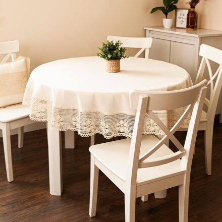 Obrus Rachela z ażurem 160cm kol jasny kremowy