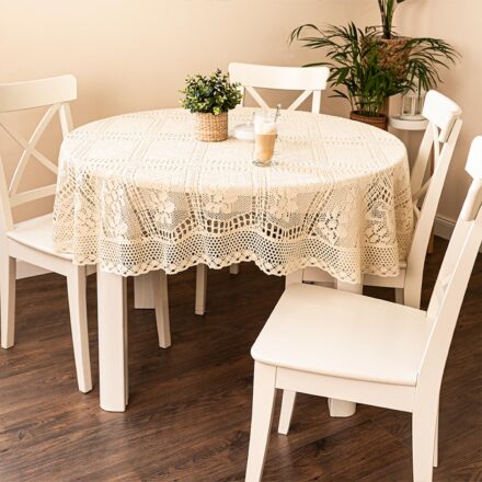 Obrus Iness ażurowy 130cm kol jasny kremowy