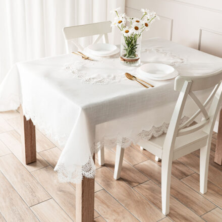 Obrus Serena z gipiurą 140x180cm kol biały