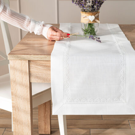 Karmen Bieżnik z gipiurą 35x140cm kol biały