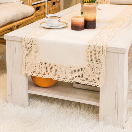 Rachela Bieżnik z ażurem 40x160cm kol kremowy