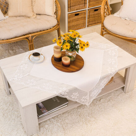 Rachela Serweta z ażurem 85x85cm kol biały