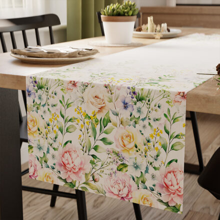 Wiosenny ogród Bieżnik wodoodporny obszyty listwą 38x160cm