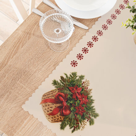 Bukiet w koszyku Bieżnik wodoodporny z efektem wyszywania 50x100cm