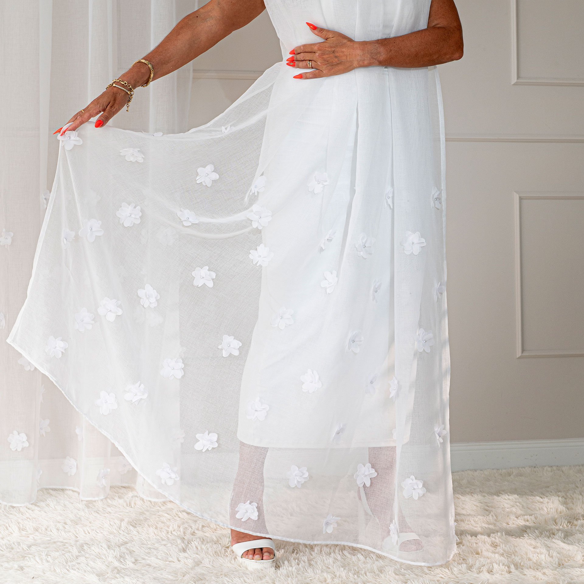 Perła firana gotowa na srebrnych przelotkach 140x250cm - obrazek 3