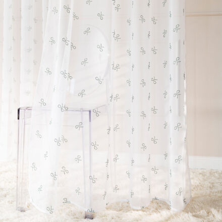 Ribbon firana gotowa na taśmie 140x250cm kol biały z zielonym